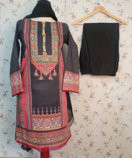 Embroidered Digital Printed Lawn 3 Piece Suit
