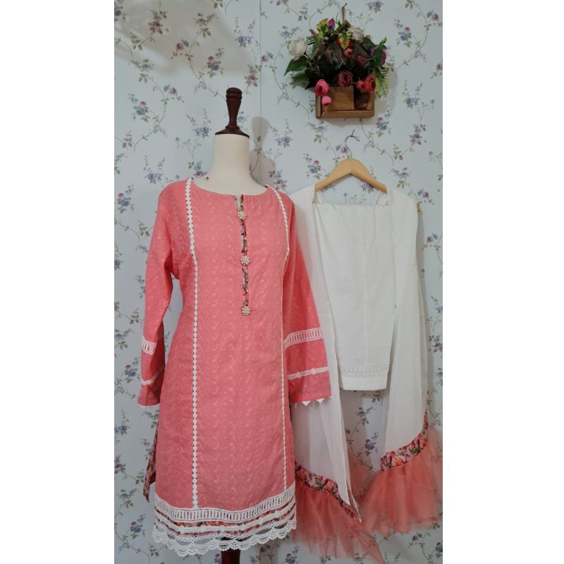 3pcs Pink Chicken Kari Dress