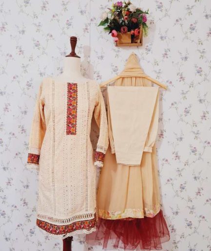 Trendy 3 Pcs Chikankari Suit