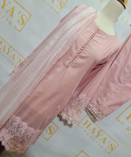 3pc Baby pink lawn dress zoom