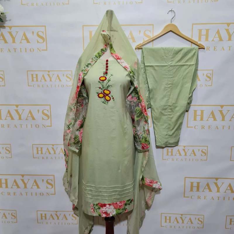 Beautiful Lawn Embellished with handwork 3 PCS Dress