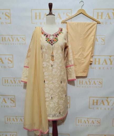 3 Piece Embroidered Broshia Lawn Suit