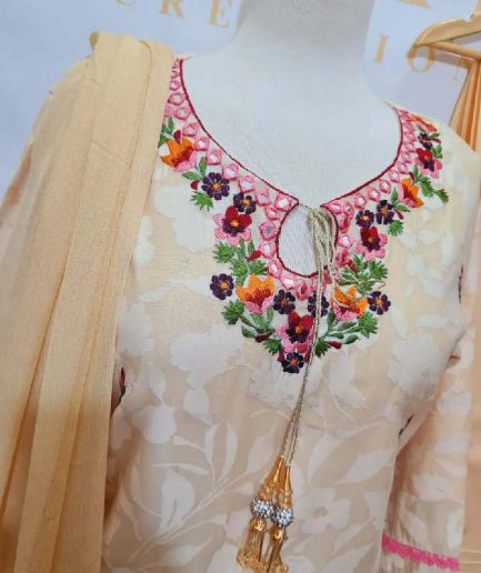 3 Piece Embroidered Broshia Lawn Suit front side