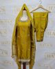 Beautiful 3pc Handwork Katan Silk Mustard Suit