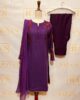 Classy 3 piece Purple Woolen Dress with Beautiful Embroidery Work
