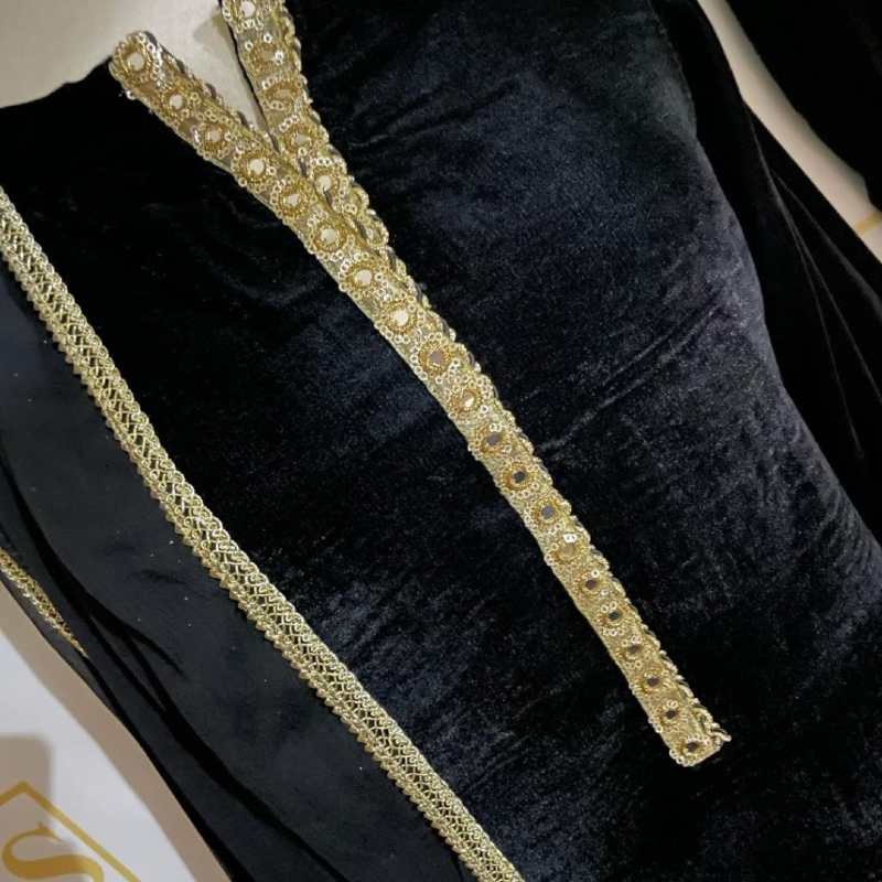 Black velvet dress front lace
