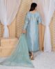 3 Piece Aqua Blue Raw Silk Dress Back