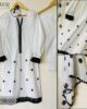 3 piece Embroidered Black White Lawn Dress Zoom