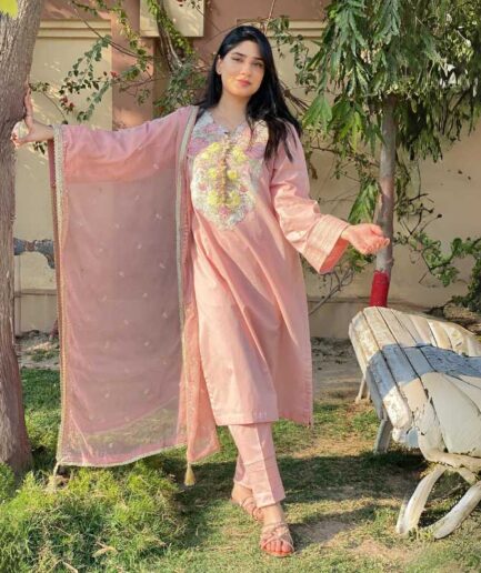 3-piece Baby Pink Lawn Dress