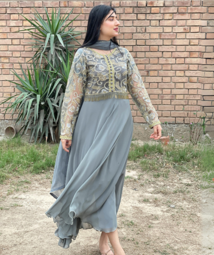 2-piece Grey Chiffon Frock